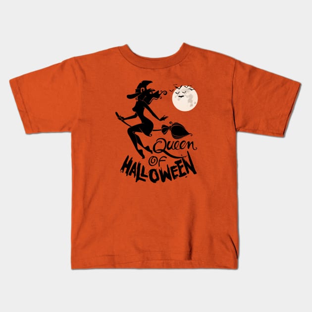 Queen Of Halloween Witch Aesthetic For Women Gift Kids T-Shirt by Ramadangonim